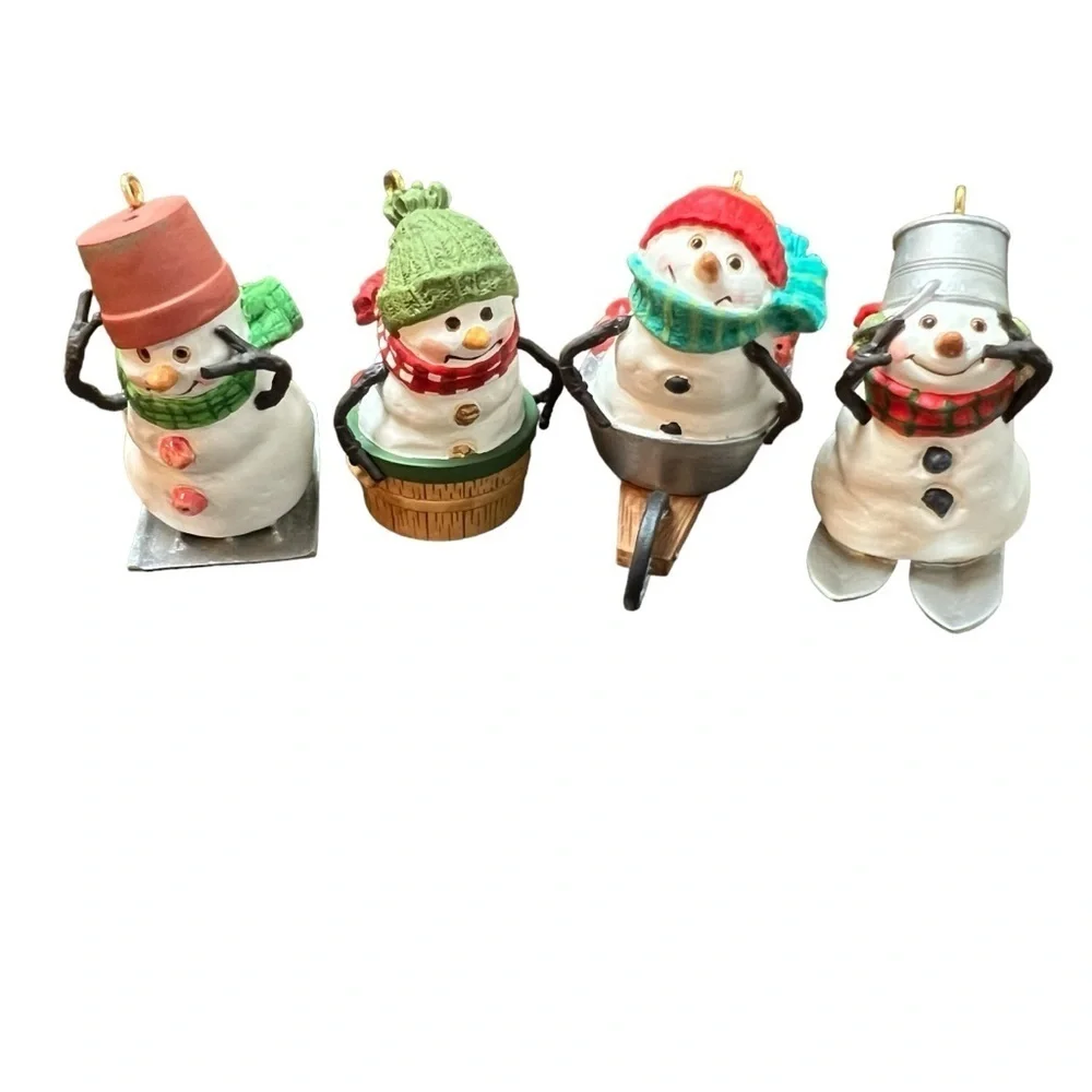 Hallmark Ornaments (4)2000 Keepsake Snowmen of Mitford Race Down Main Street